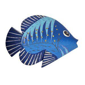 Blue Tropical Fish Magnet With Rhinestone Accents 4"